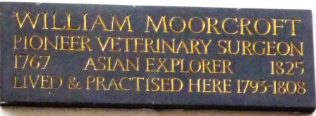 Plaque on the site of William Moorcroft's practice